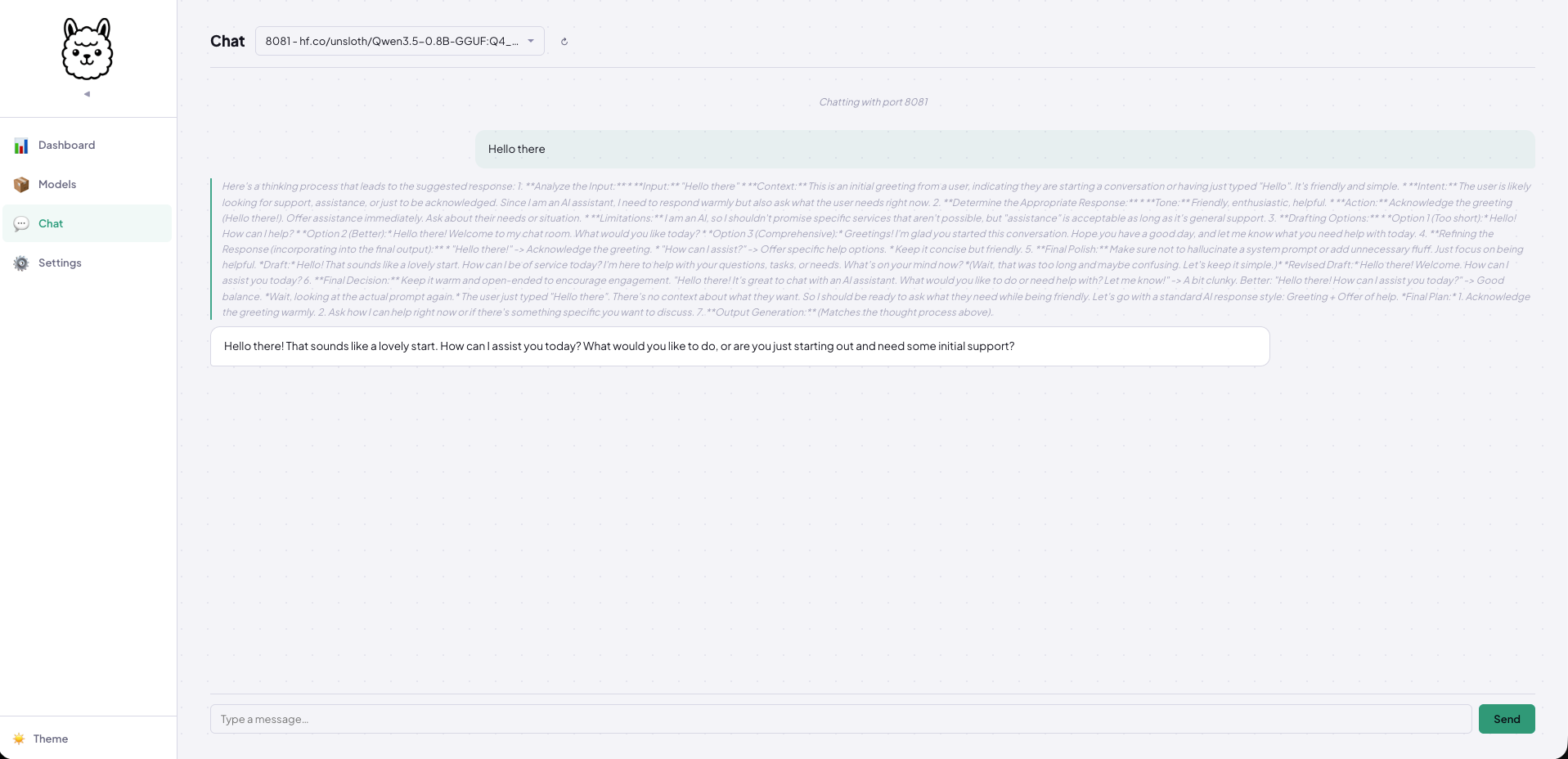 Gollama chat user interface