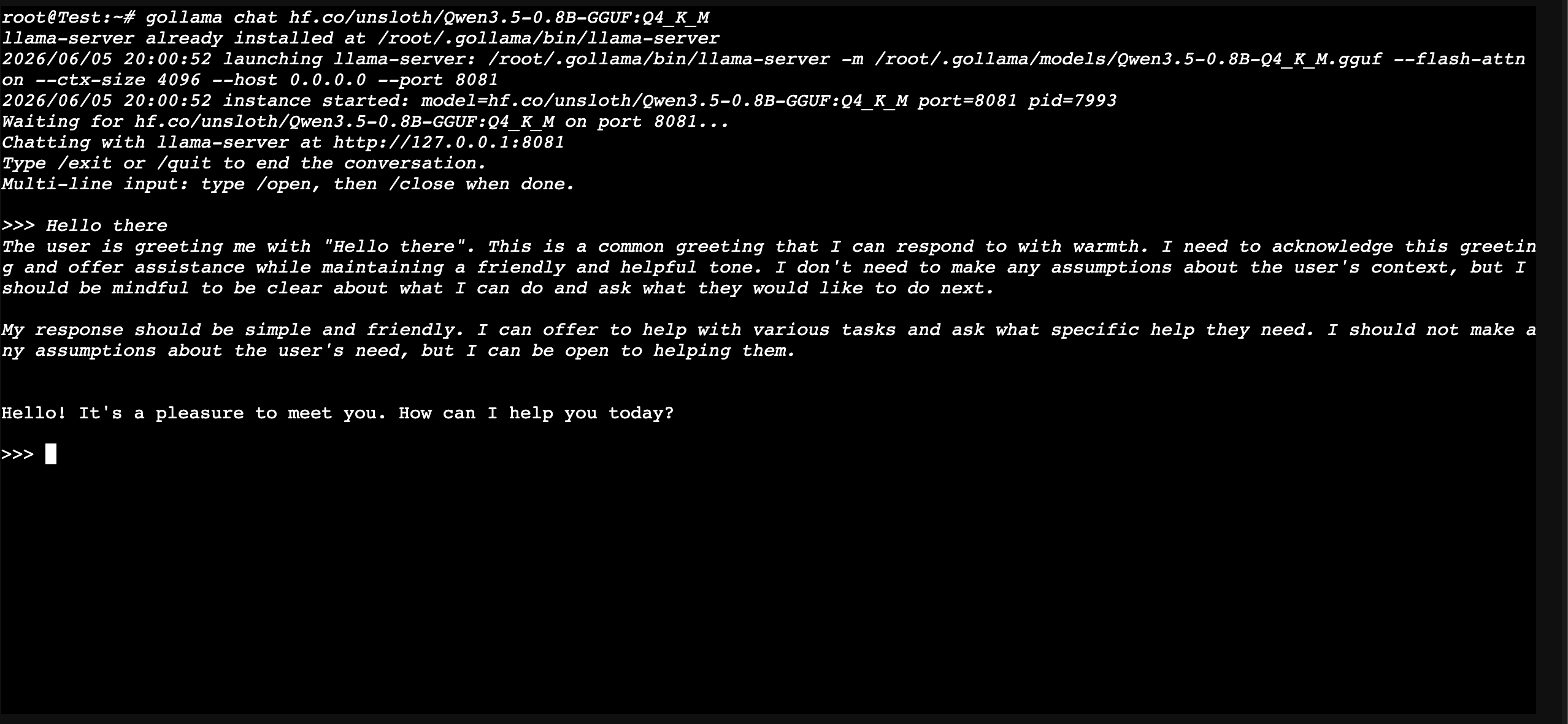 Gollama terminal chat
