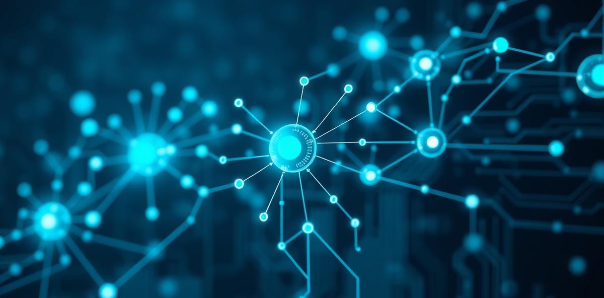 Abstract AI reasoning visualization with neural pathways