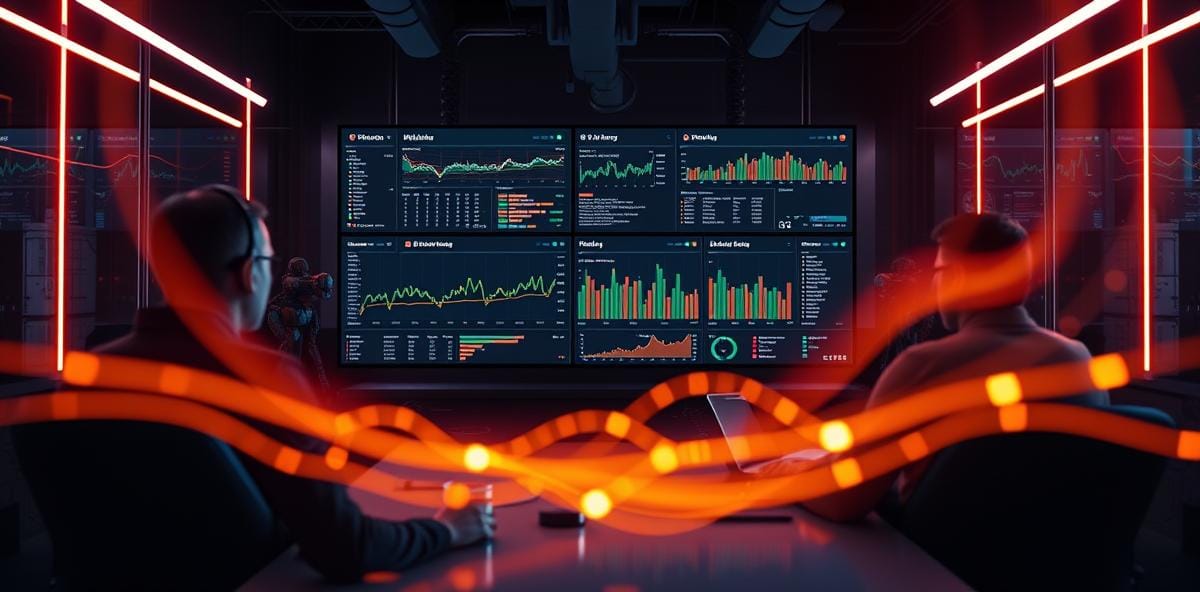 DevOps team collaborating with AI agents on autonomous pipelines and platform engineering dashboard