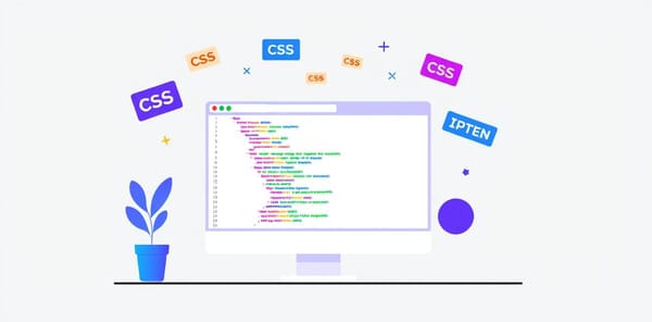 Illustration of modern CSS features including container queries, nesting, and cascade layers visualized as colorful code blocks in a developer workspace