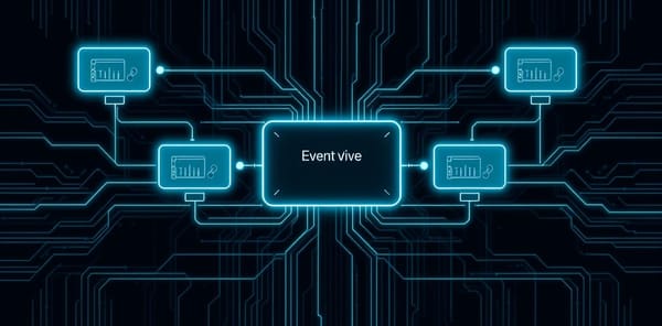 Diagram of event-driven architecture with microservices connected via a central event stream