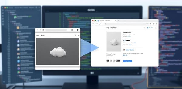 Illustration of View Transitions API in action showing smooth element-scoped animation between two web pages